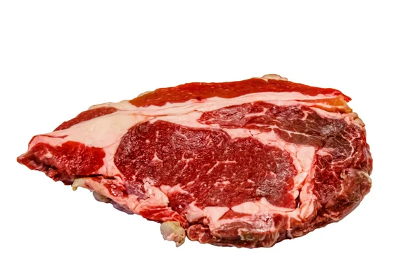 Entrecot Antrecot Μαρμάρινα Βοείου Κρέατος Άσπρο Φόντο Απομονωμένες — Φωτογραφία Αρχείου