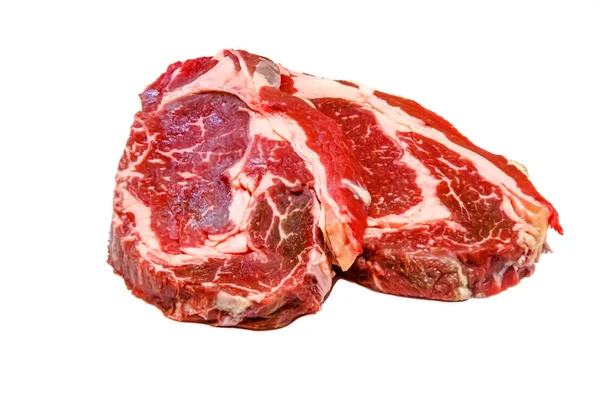 Entrecot Antrecot Marmoriertes Rindfleisch Auf Weißem Isolierten Hintergrund — Stockfoto