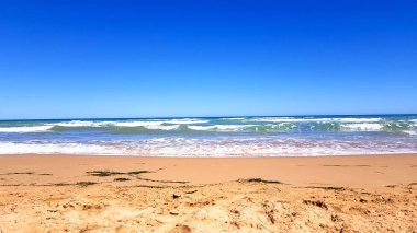 Sahilde boş kumlu plaj, yaz.