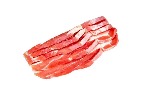 Panceta thin slices of raw pork on white background. — Stock Photo, Image