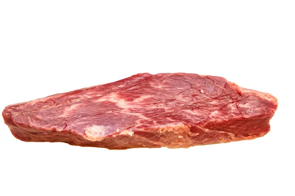 Bife Bottom Sirloin Flap Meat (Bavet) de carne de vaca marmorizada em um whit — Fotografia de Stock