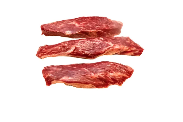 Стейк Дно Сирлоїн Клепка М'ясо (Бабет) з мармурової яловичини на білому — стокове фото
