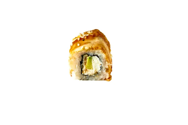 Roll με ρύζι χέλι, τυρί και αβοκάντο σε nori. Μεμονωμένα — Φωτογραφία Αρχείου