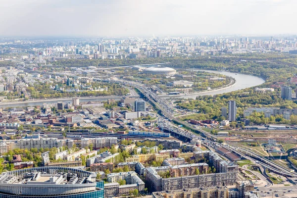 Luftaufnahmen. Blick auf Moskau im Sommer. Luschniki-Stadion m — Stockfoto