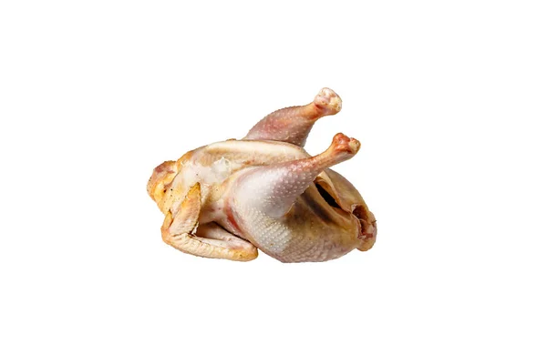 Ωμό Σφαγμένο Κοτόπουλο Για Μαγείρεμα Λευκό Φόντο Μεμονωμένα — Φωτογραφία Αρχείου