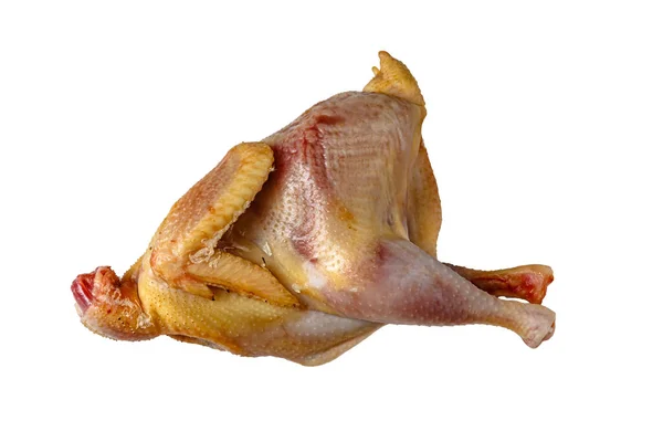 Slaktad Kyckling För Matlagning Vit Bakgrund Isolerad — Stockfoto