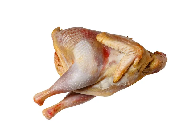 Ωμό Σφαγμένο Κοτόπουλο Για Μαγείρεμα Λευκό Φόντο Μεμονωμένα — Φωτογραφία Αρχείου