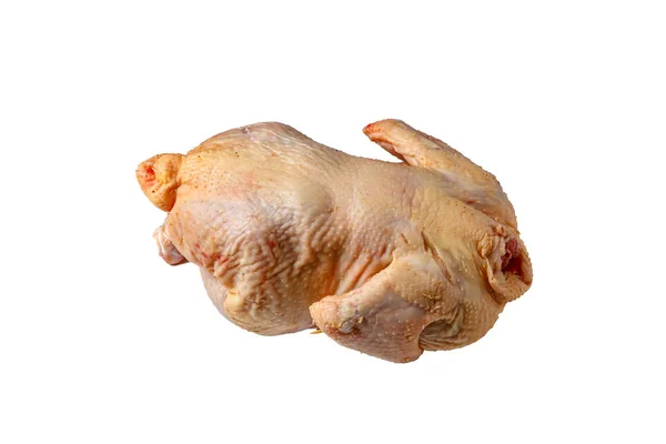 Ωμό Σφαγμένο Κοτόπουλο Για Τηγάνισμα Λευκό Φόντο Μεμονωμένα — Φωτογραφία Αρχείου