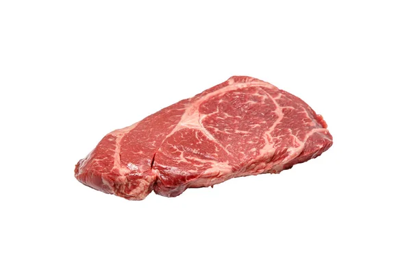 Roh Chuck Rol Steak Von Marmoriertem Rindfleisch Liegt Auf Weißem — Stockfoto