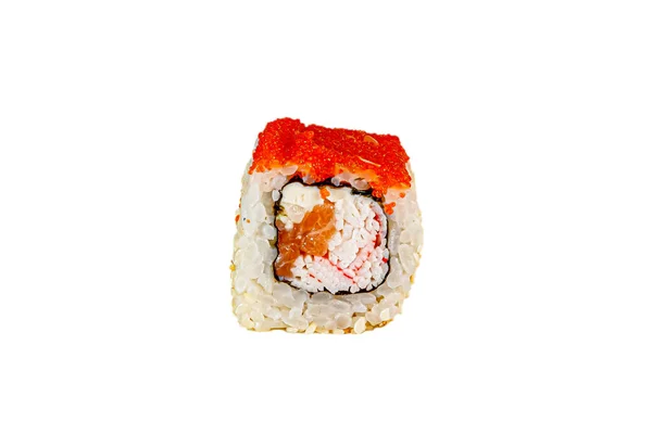 Japon Maki Dürümü Tobiko Havyarı Pilav Somon Yengeç Surimi Philadelphia — Stok fotoğraf