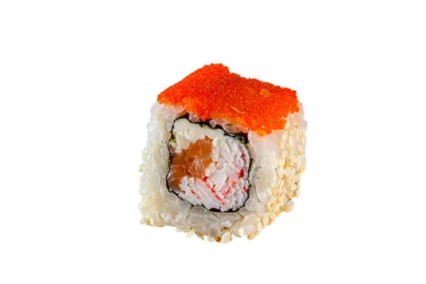 Japanska Maki Rullar Tobiko Kaviar Ris Lax Krabba Surimi Philadelphia — Stockfoto