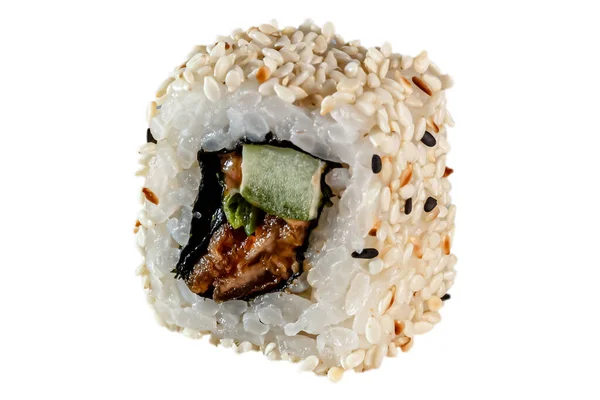 Japanese Maki Rolls White Sesame Tuna Philadelphia Nori Rice Nori — Stock Photo, Image