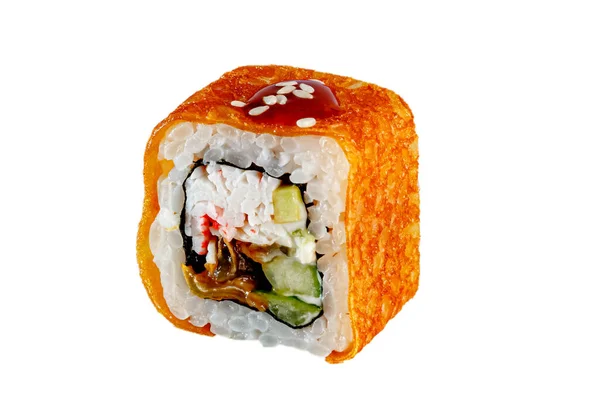Japanese Maki Rolls Tamago Yaki Rice Nori Crab Surimi Eel — Stock Photo, Image