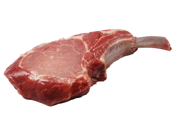 Rohe Tomahawk Steaks Liegen Auf Weißem Hintergrund Isoliert — Stockfoto
