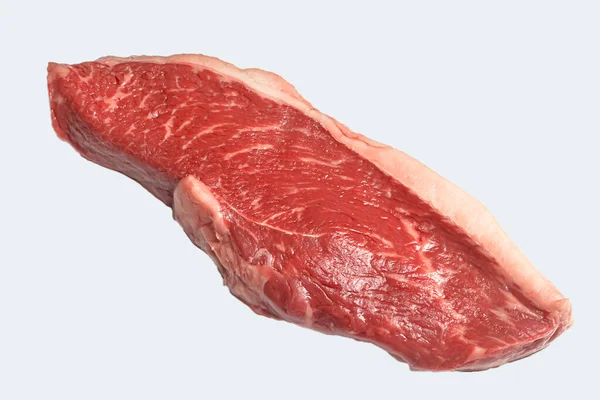 Beyaz Arka Planda Çiğ Mermer Biftek — Stok fotoğraf