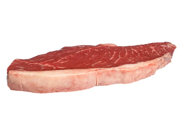Bife Picanha Carne Crua Marmorizada Fundo Branco — Fotografia de Stock