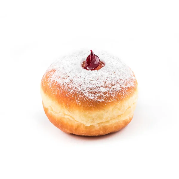 Geglazuurde Donut Bovenaanzicht Witte Achtergrond Geïsoleerd Chocolade Tekening — Stockfoto