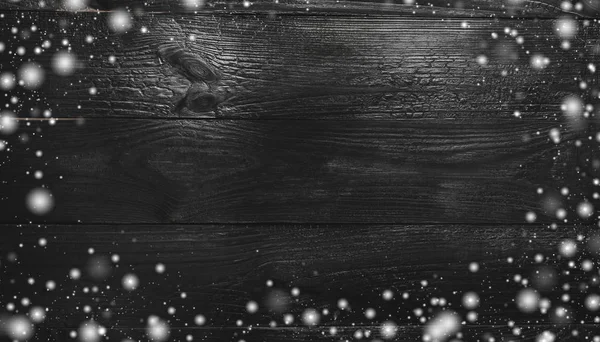 Верхний Вид Черный Деревянный Фон Доски Старом Деревенском Стиле Снежный — стоковое фото