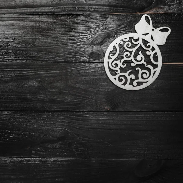 Oben Ansicht Handgefertigter Globen Baumspielzeug Auf Schwarzem Quadrat Holzgrund Mit — Stockfoto
