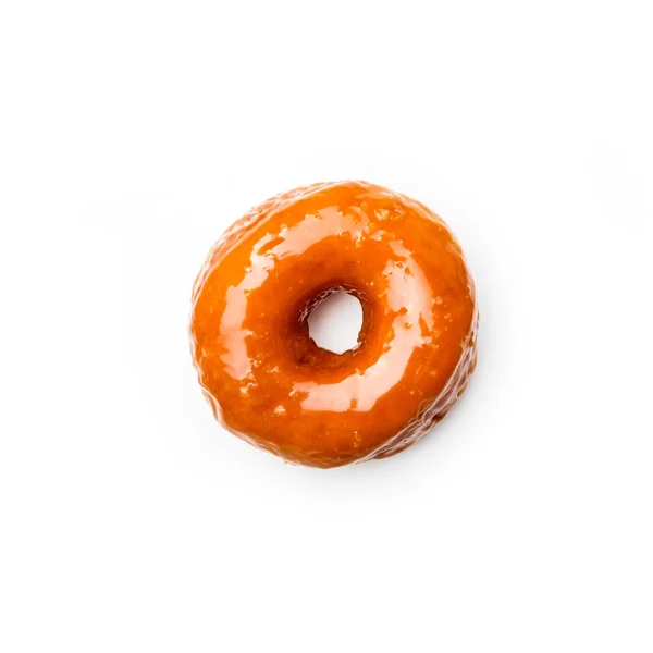 Donut Mit Karamell Glasiert Isoliert Auf Weißem Hintergrund Ansicht Von — Stockfoto