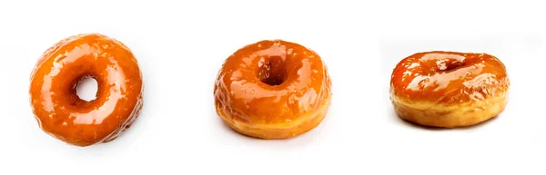 Donut Mit Karamell Glasiert Isoliert Auf Weißem Hintergrund Blick Aus — Stockfoto