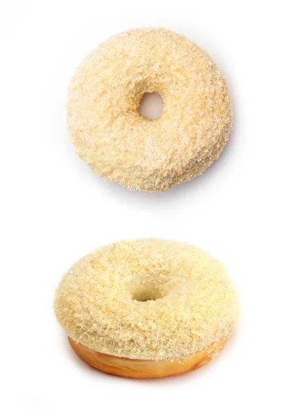 Donut Mit Sahne Und Kokosnuss Isoliert Auf Weißem Hintergrund Ansicht — Stockfoto