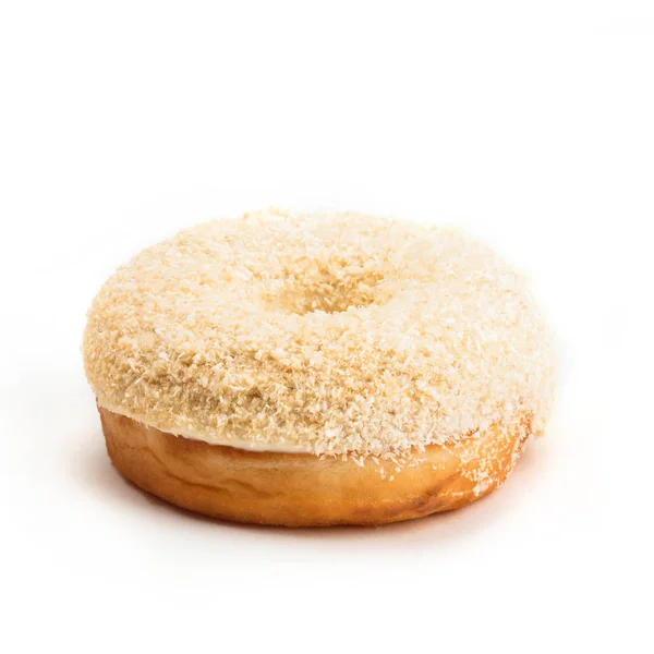 Donut Mit Sahne Und Kokosnuss Isoliert Auf Weißem Hintergrund Blick — Stockfoto