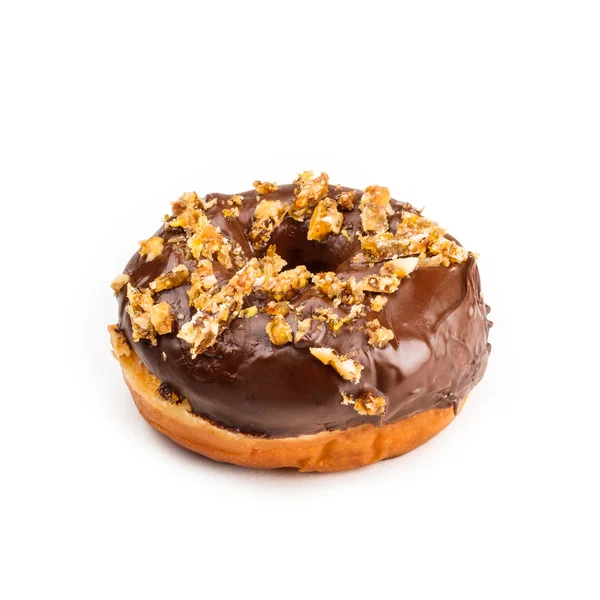 Donut Mit Schokolade Und Muskatnuss Und Marmelade Isoliert Auf Weißem — Stockfoto