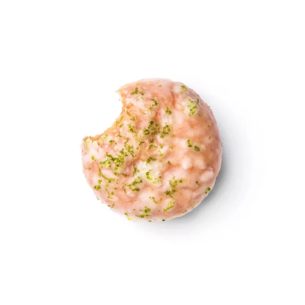 Donut Glaseado Con Azúcar Hoja Mente Vista Superior Imagen Aislada — Foto de Stock