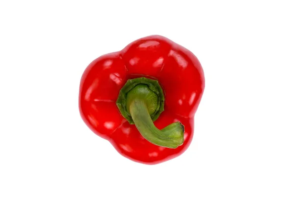 Red Sweet Pepper Isolated White Background Top View Fresh Vegetable — Stock Photo, Image