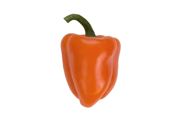 Oranje Paprika Geïsoleerd Een Witte Achtergrond Uitzicht Vanaf Kant Verse — Stockfoto