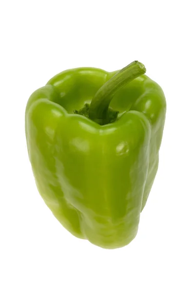 Green Sweet Pepper Isolated White Background View Angle Degrees Fresh — Stock Photo, Image
