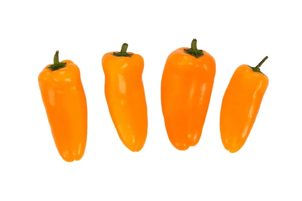 Ovely Four Mini Yellow Peppers White Isolate Background Fresh Vegetable — Stock Photo, Image