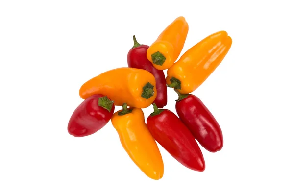 Ovely Mini Red Yellow Peppers White Isolate Background Fresh Vegetable — Stock Photo, Image