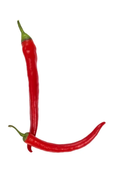 在白色背景上查出的红辣椒 新鲜蔬菜 — 图库照片