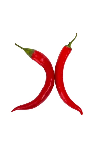 Piros Chili Paprika Elszigetelt Fehér Background Friss Zöldségek — Stock Fotó