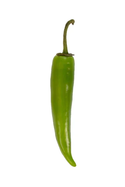 Grønn Chili Pepper Isolert Hvit Bakgrunn Fersk Grønnsak – stockfoto