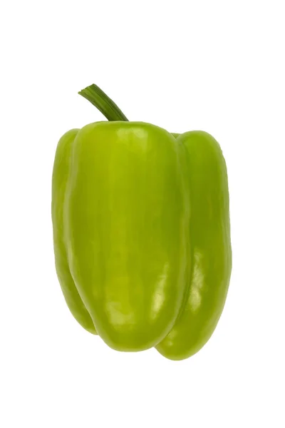 在白色背景上分离的绿色甜椒 从侧面查看 新鲜蔬菜 — 图库照片