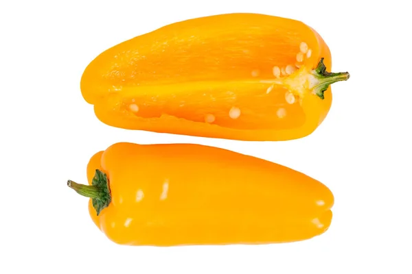 Juicy Yellow Bulgarian Pepper Bell Mini Pepper Whole Cut Half — Stock Photo, Image