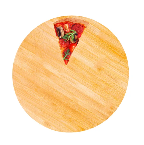 Una Fetta Deliziosa Pizza Calda Con Salame Piccante Rucola Pomodorini — Foto Stock