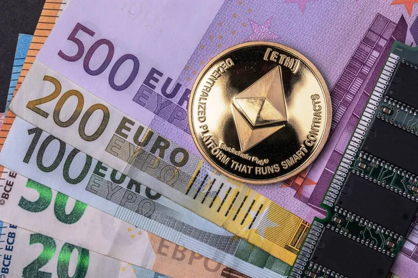 Een Ethereum Valuta Buurt Van Micro Schema Allemaal Geplaatst Door — Stockfoto