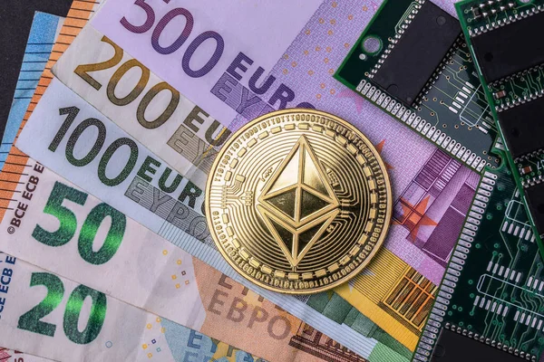 Een Ethereum Valuta Buurt Van Micro Schema Allemaal Geplaatst Door — Stockfoto