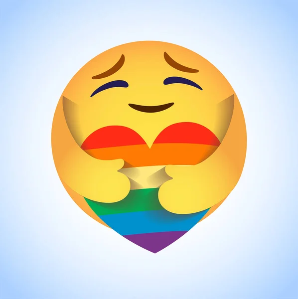 Simbolo Della Comunità Lgbt Emoji Vettore Emoticon Cartoni Animati Gialli — Vettoriale Stock