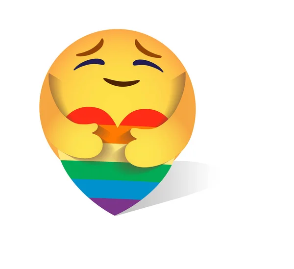 Simbolo Della Comunità Lgbt Emoji Vettore Emoticon Cartoni Animati Gialli — Vettoriale Stock