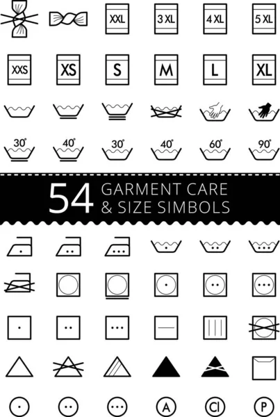 Laundry Care Symbols Set Textile Care Icons Wash Care Signs — Stock Vector