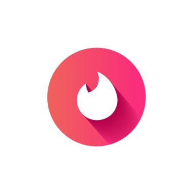 Konsept işareti. Gökkuşağı logosu izole edildi. Çemberde bir kalp. Gölgeli Tinder logosu