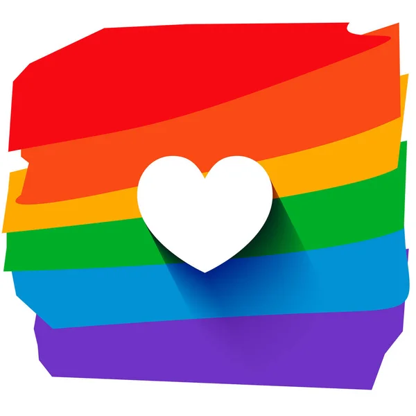 Onur Yürüyüşü tabelası. Gökkuşağı logosu izole edildi. Çemberde kalp