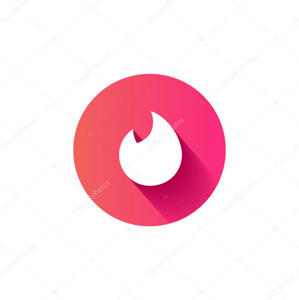 Love concept sign. Rainbow logo isolated. Heart in a circle. Tinder logo with the shadow