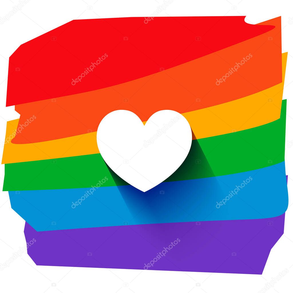 Pride parade concept sign. Rainbow logo isolated. Heart in circle