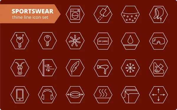 Textilie Oblečení Mají Liniové Ikony Lineární Štítky Prvky Vodotěsné Ochrana — Stockový vektor